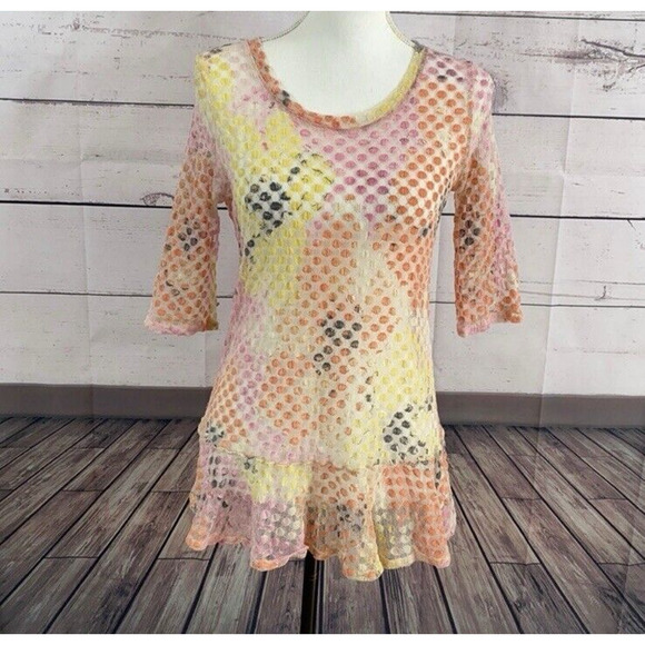 John Paul Richard Top Blouse Womens Large Multicolor Mesh Knit Costal Breathable - Picture 1 of 12